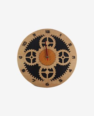 Vintage Wooden Gear Wall Clock